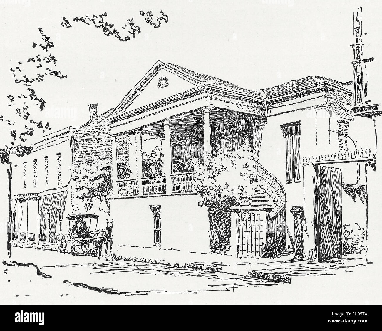 La vieille maison Beauregard - New Orleans, Louisiane, 1916 Banque D'Images