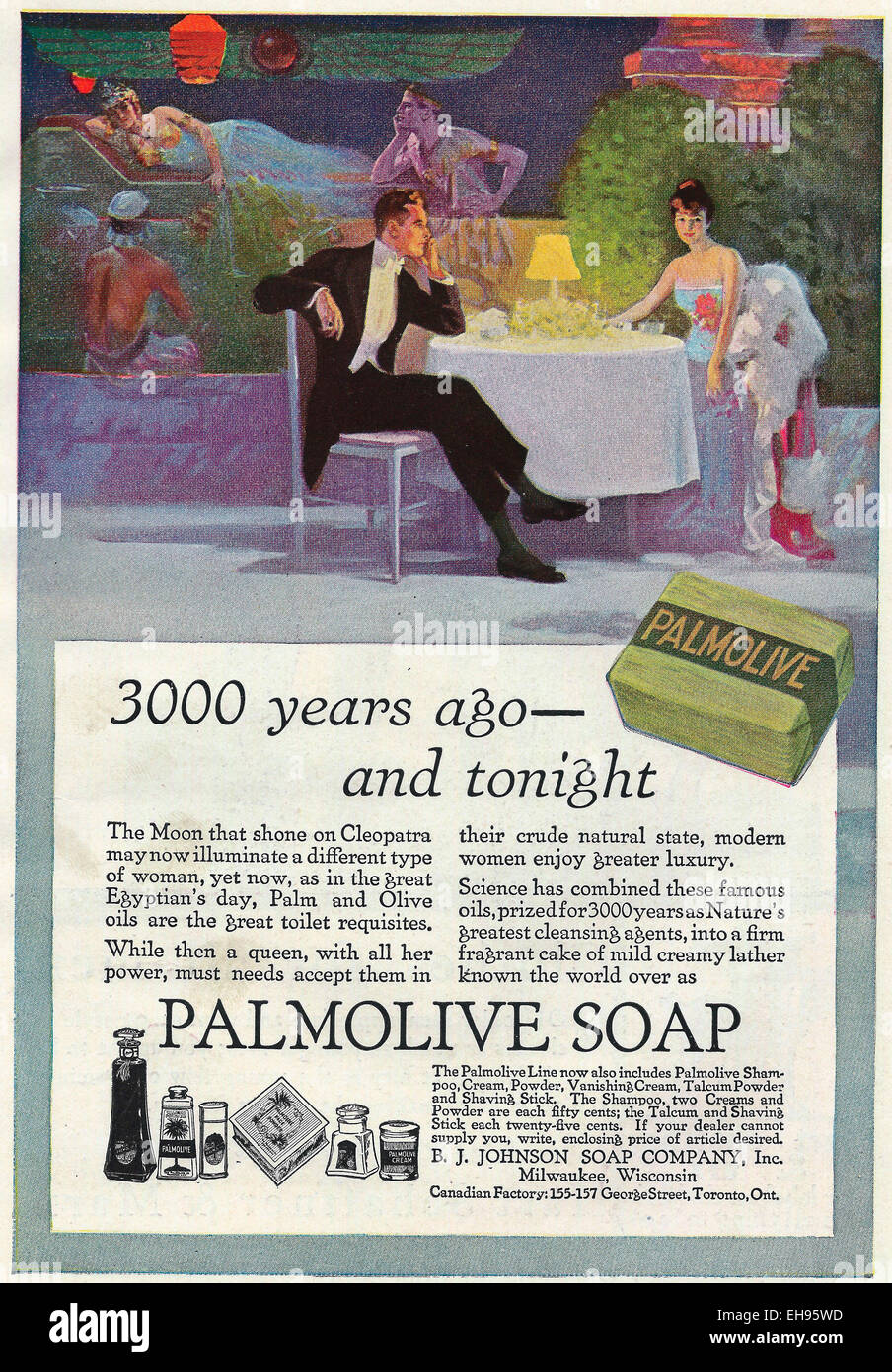 Publicité pour savon Palmolive, 1916 Banque D'Images