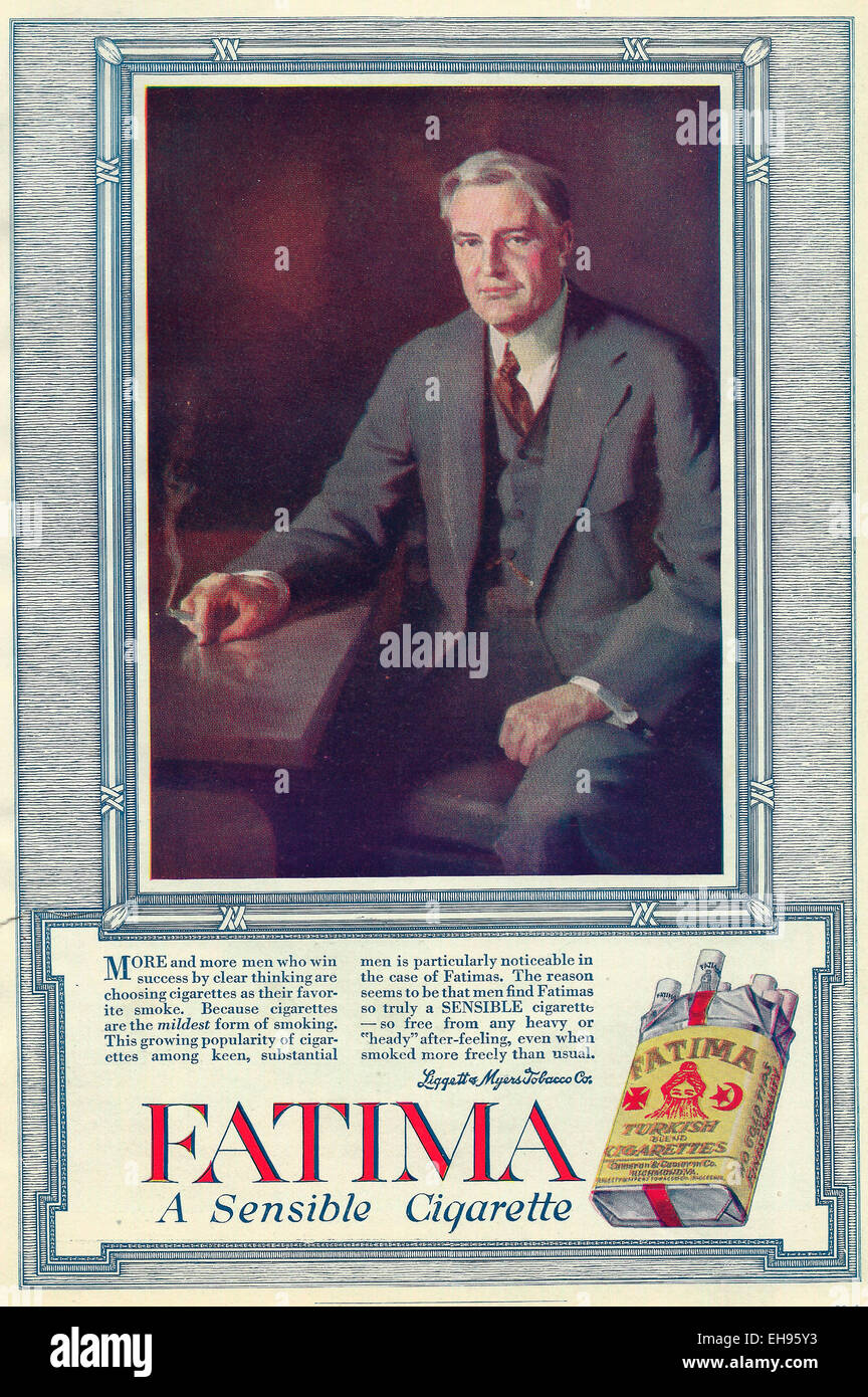 Fatima - une publicité de cigarettes - 1916 Banque D'Images