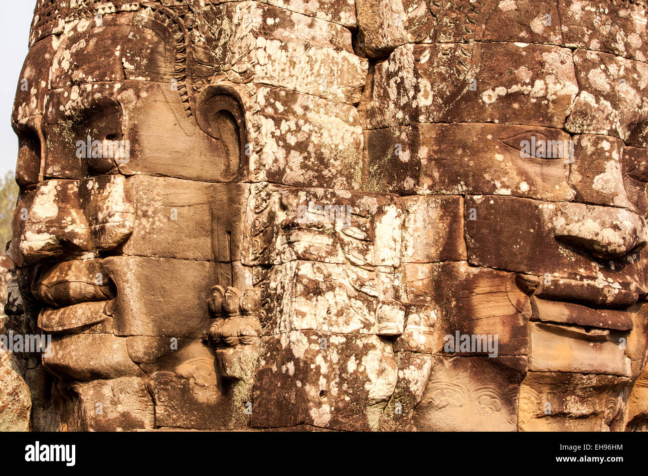 Visages de pierre du temple Bayon Banque D'Images