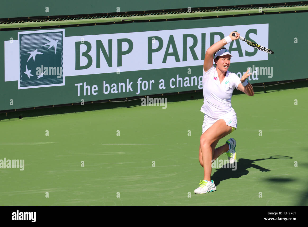 Indian Wells, Californie 9 Mars, 2015 Le joueur de tennis britannique Johanna Konta gagne les femmes - 1er tour contre Misaki Doi du Japon. Credit : Werner - Photos/Alamy Live News Banque D'Images