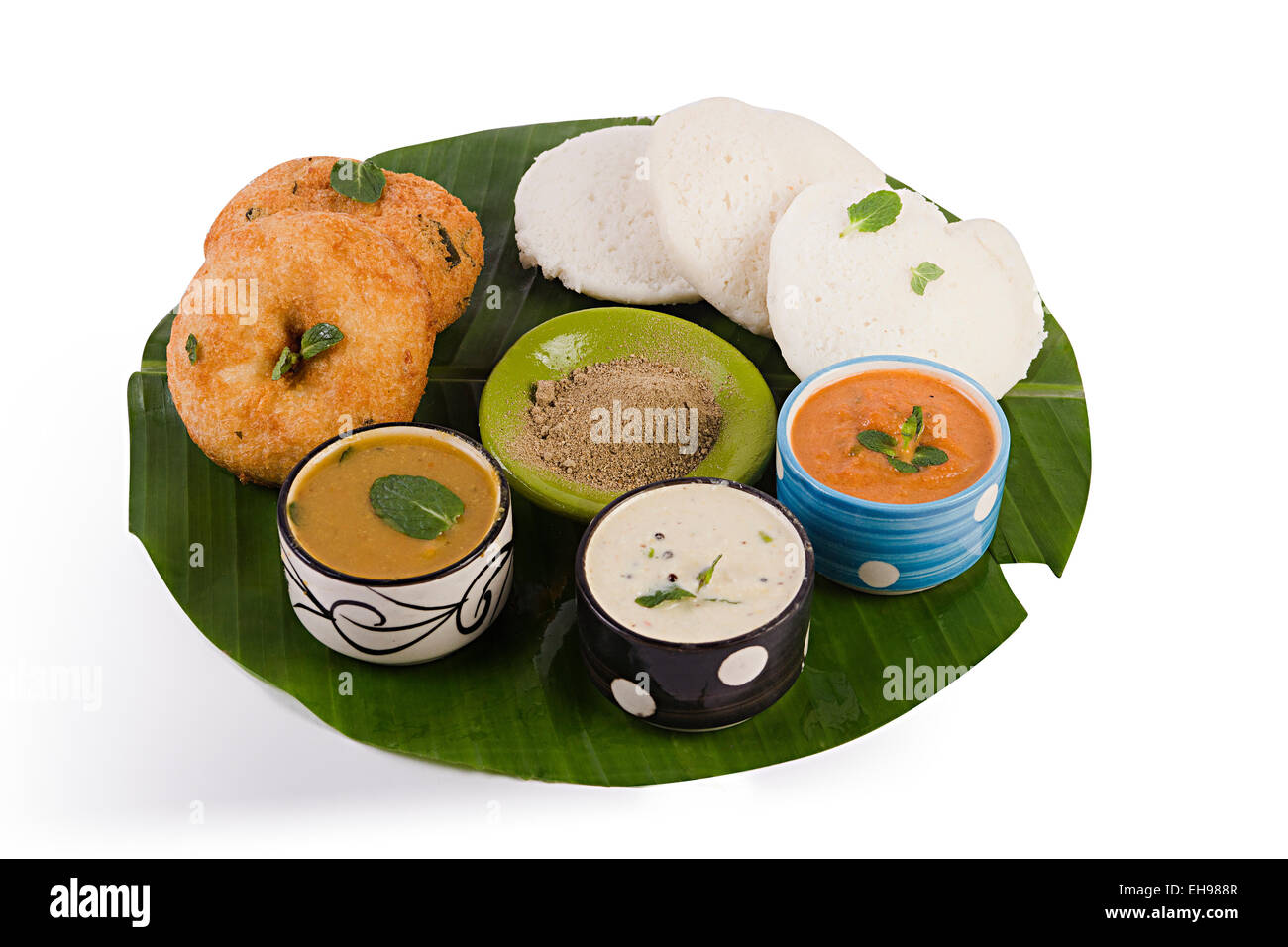 Plat indien du sud et Sambar Vada Idli Personne n Banque D'Images