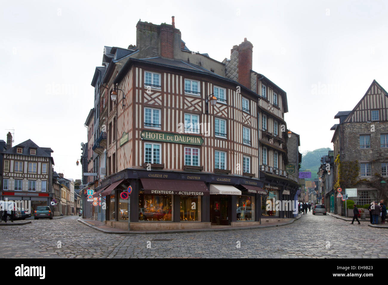 Centre de l'ancienne ville de Honfleur Banque D'Images