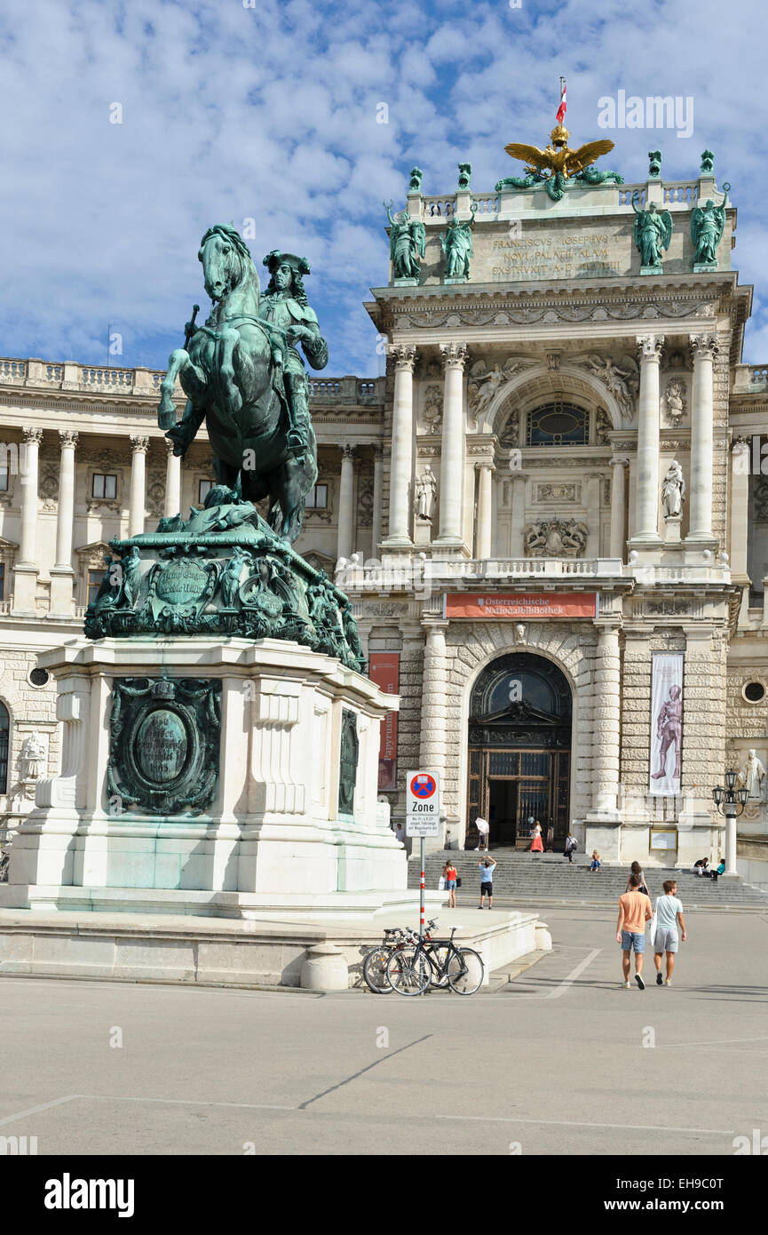 Statue du prince Eugène à cheval à la Hofburg, Vienne. Banque D'Images