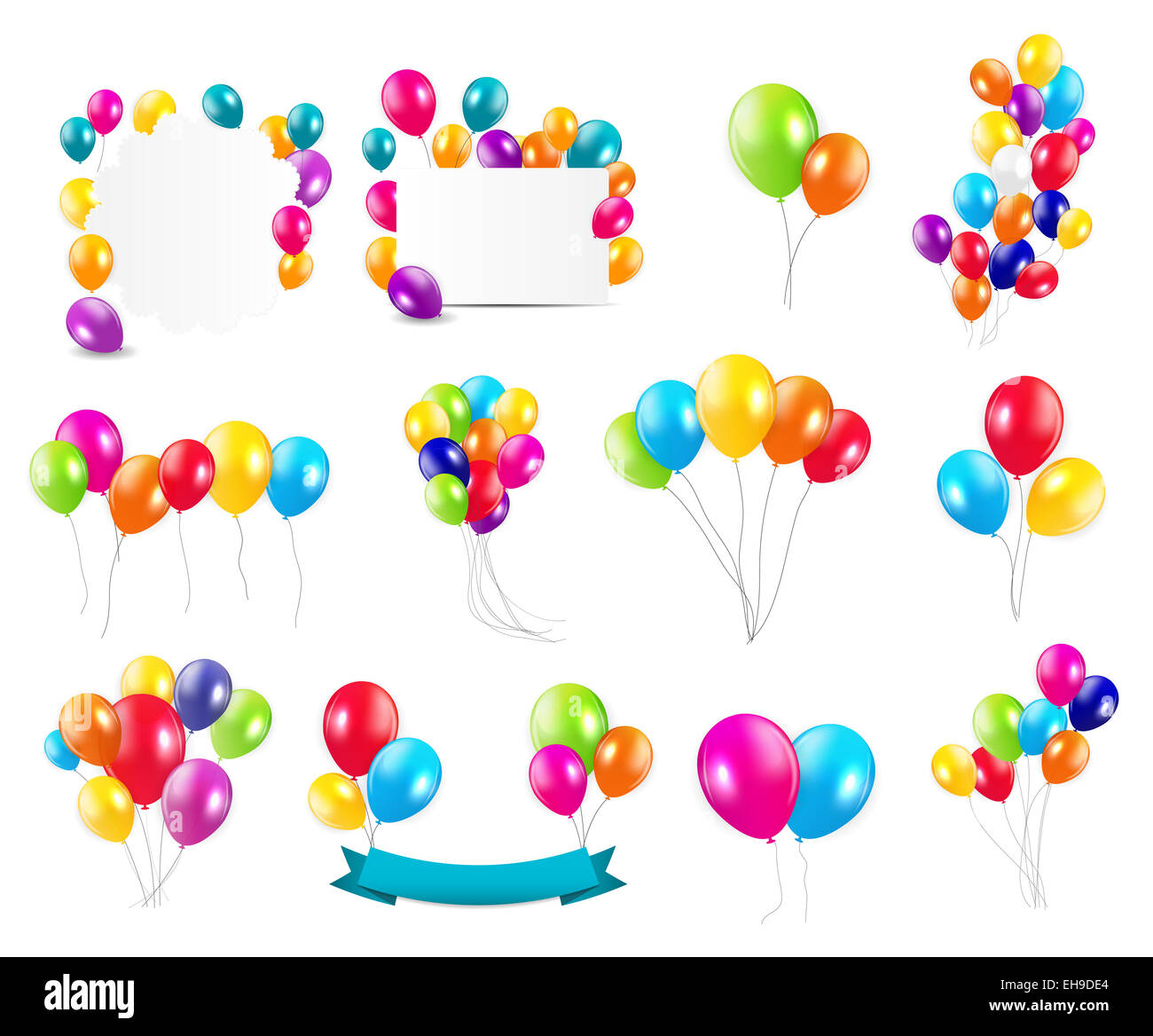 Ballons brillant couleur Mega Set vector Illustration Banque D'Images
