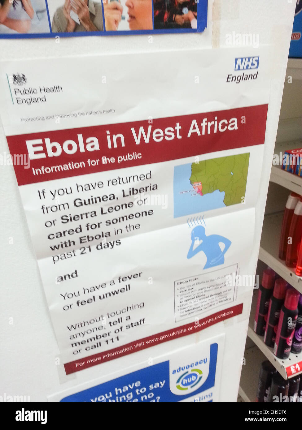 Ebola en Afrique de l'ouest campagne de Santé NHS Banque D'Images