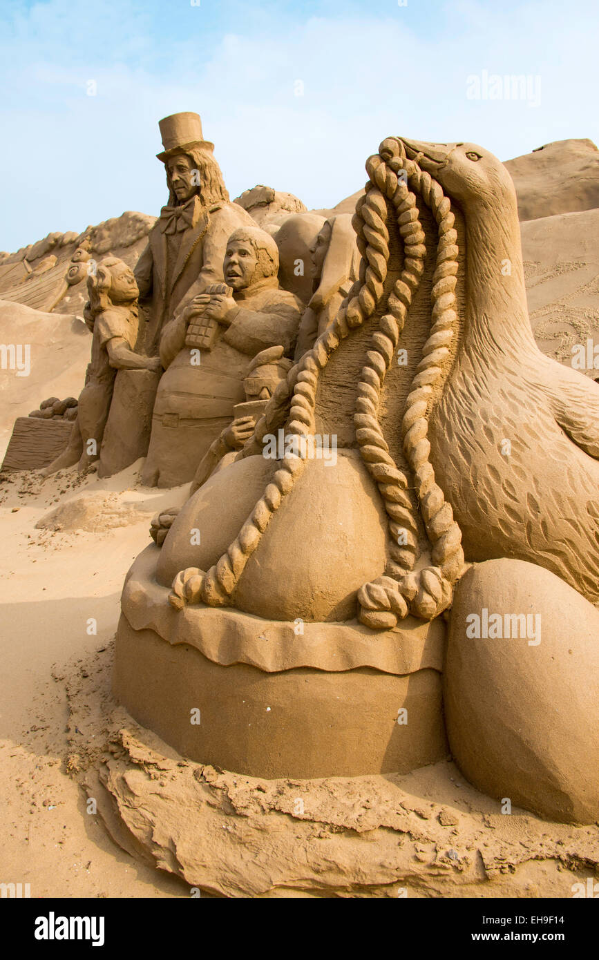 Sculptures de sable de Willy Wonka Banque D'Images