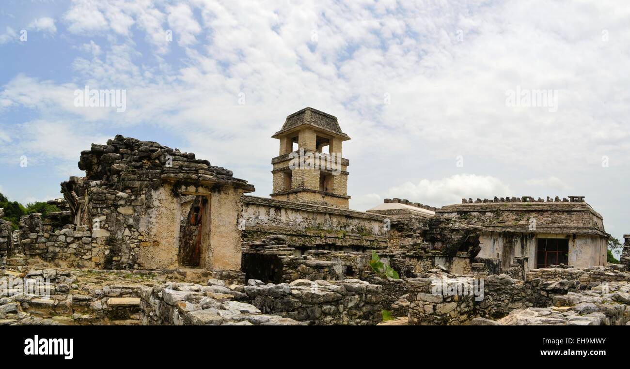 Le palais de l'ancienne ville maya Palenque Banque D'Images