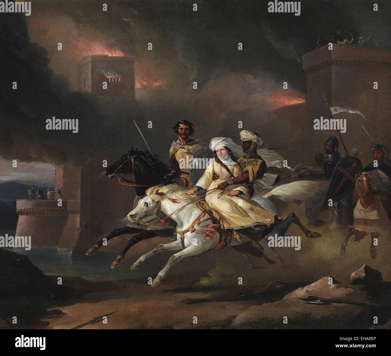 Léon Cogniet (attribué) l'adduction de Rebecca par un Templier Banque D'Images