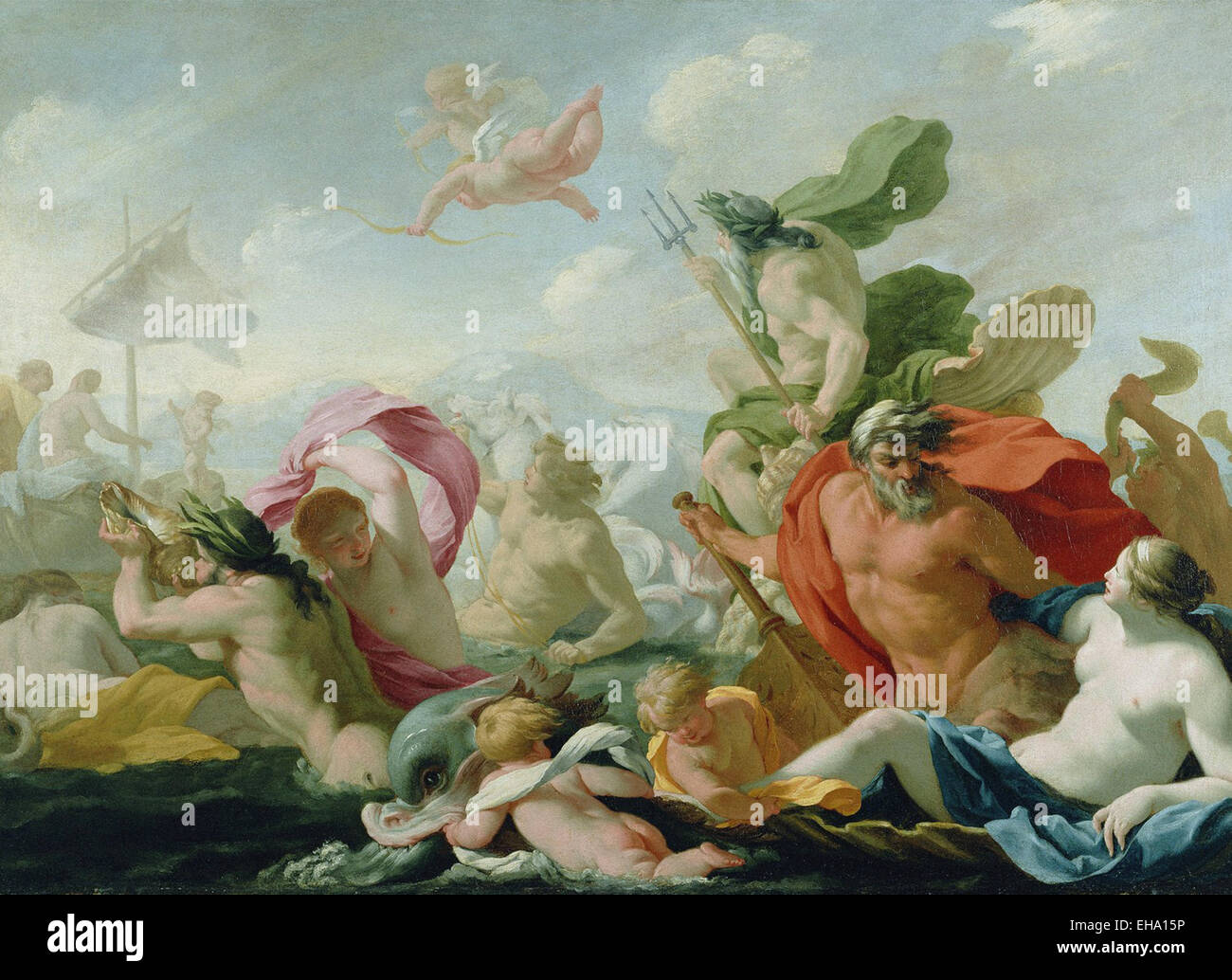 Eustache Le Sueur Dieux marins rendant hommage à l'amour Banque D'Images