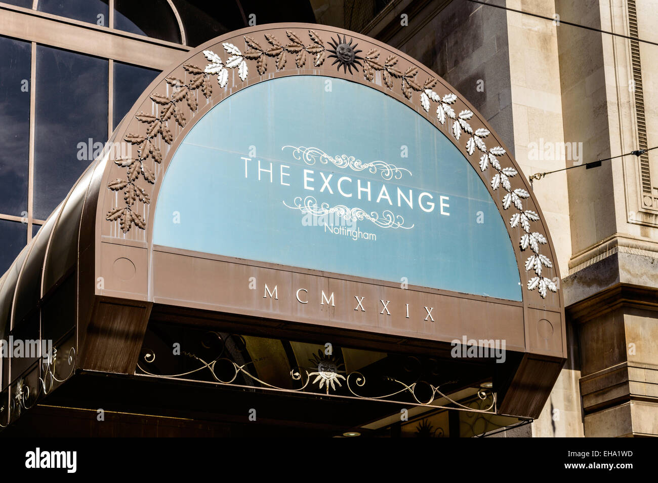 La signalisation pour Nottingham's 'l'échange' shopping centre, Nottingham. Le 7 mars 2015. Banque D'Images