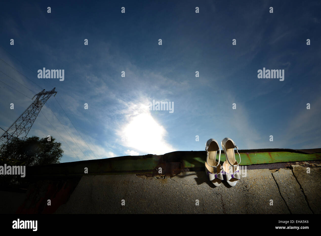 Chaussures de mariage avec bow Banque D'Images