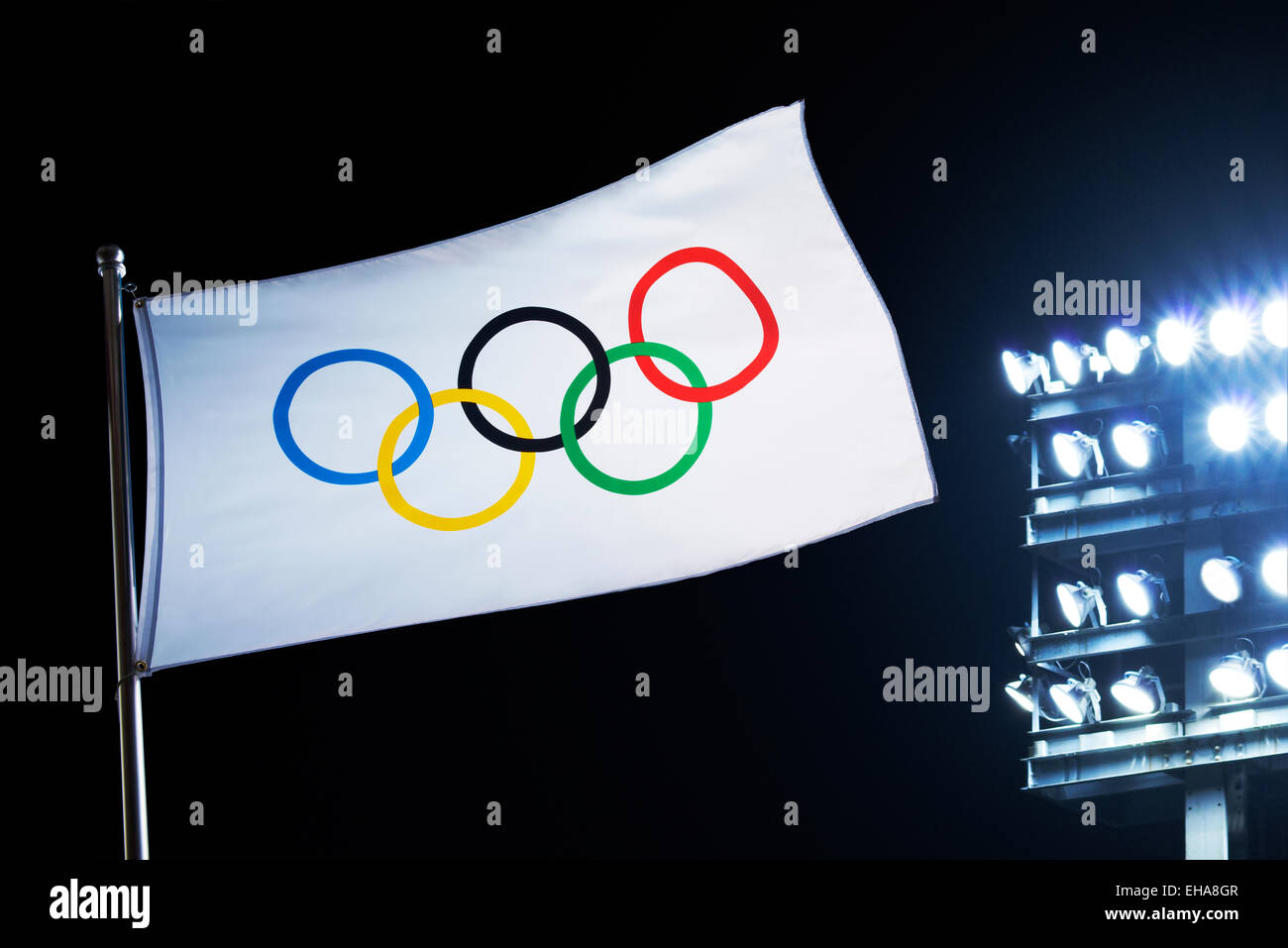 Le drapeau olympique Banque D'Images