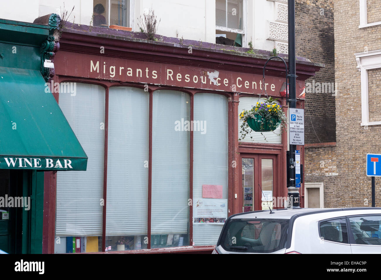 Centre de ressources des migrants extérieurs à Pimlico, Londres UK, un centre de ressources pour aider les immigrants et les demandeurs d'asile à Londres Banque D'Images