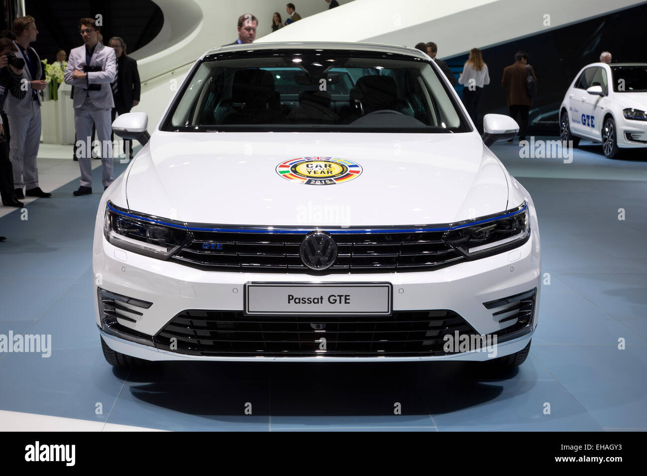 VW Volkswagen Passat, voiture de l'année au salon de Genève 2015 Banque D'Images