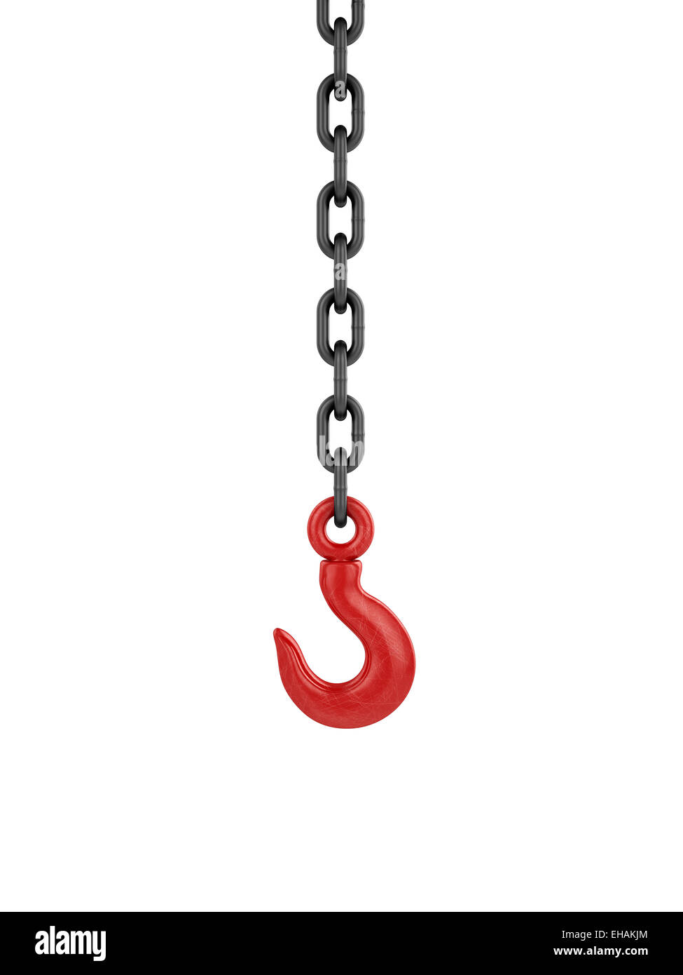 Chaîne et crochet rouge isolé sur fond blanc Banque D'Images