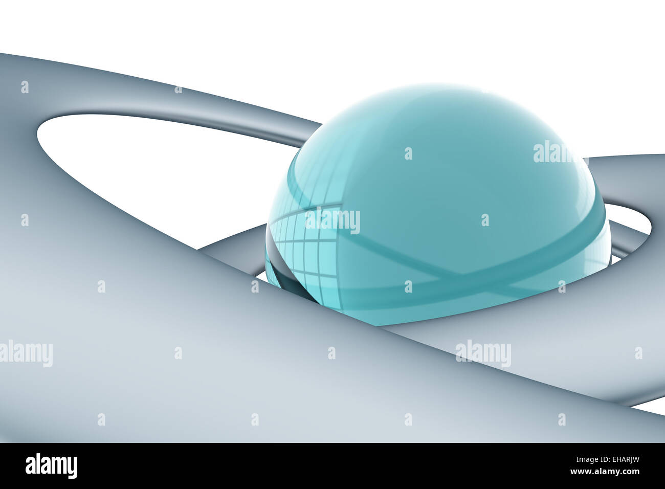 Sphère de verre abstrait entouré par des lignes Banque D'Images