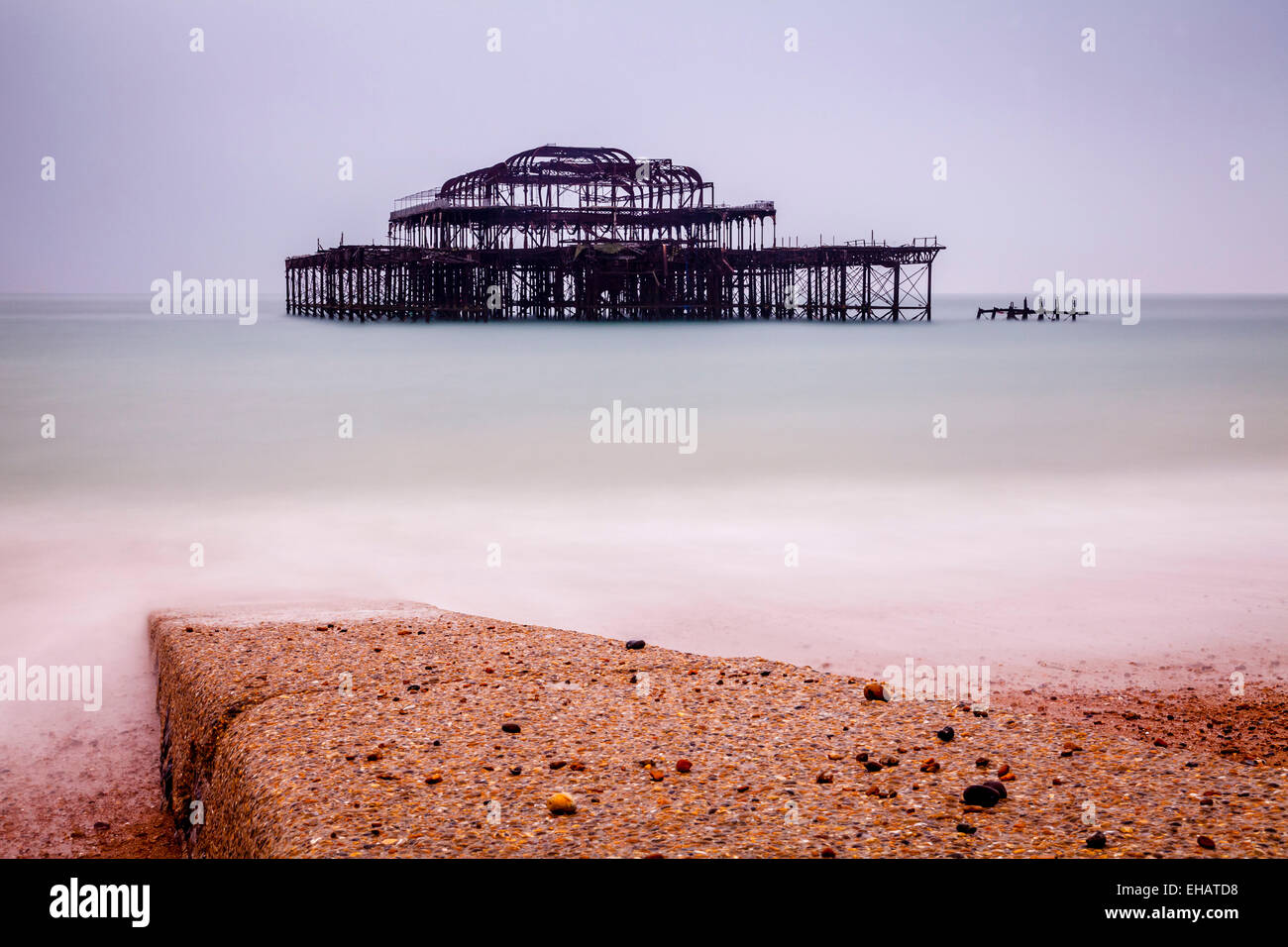 Le West Pier (détruit par un incendie), Brighton, Sussex, UK Banque D'Images