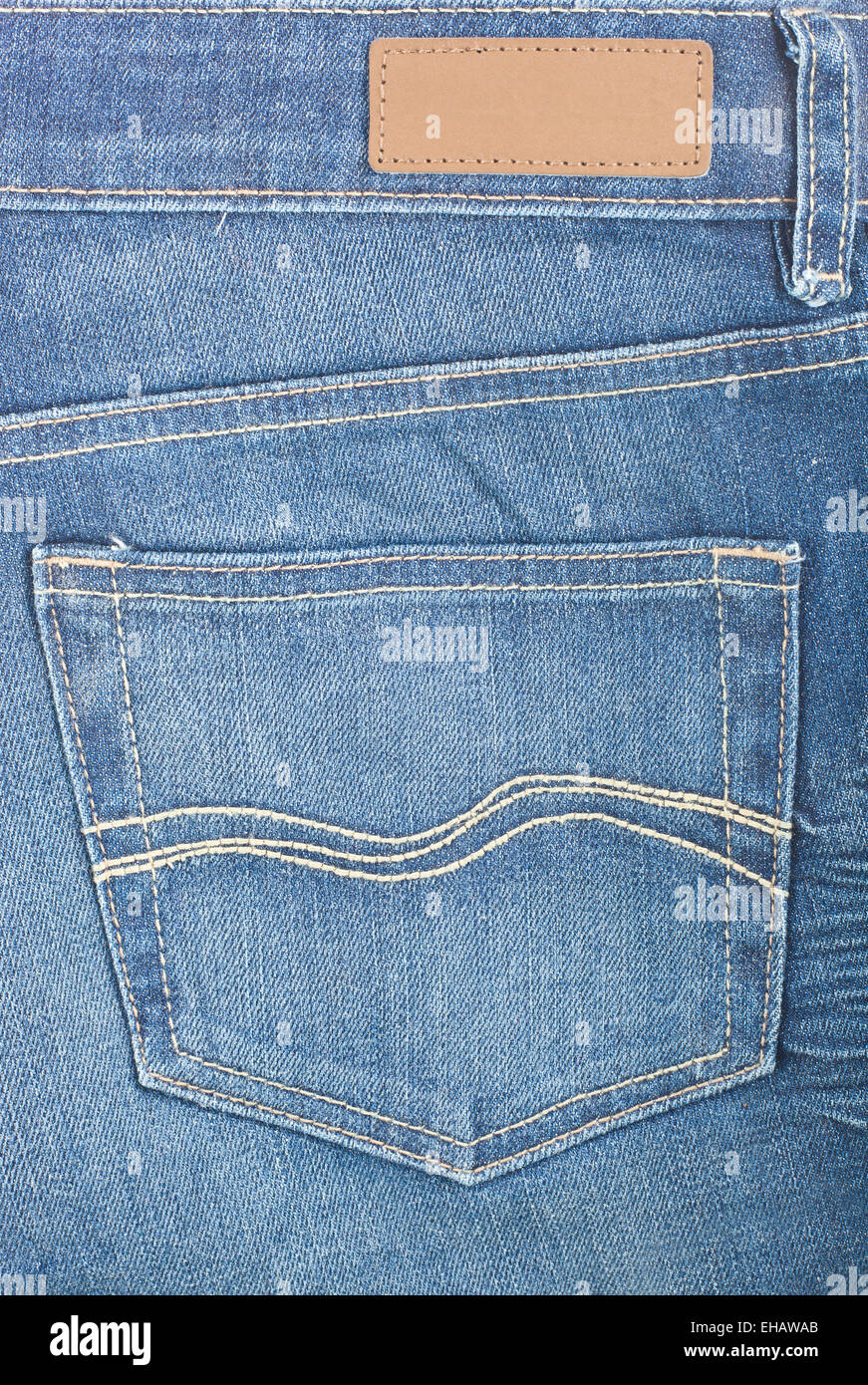 Avec pocket denim bleu et de l'étiquette Banque D'Images