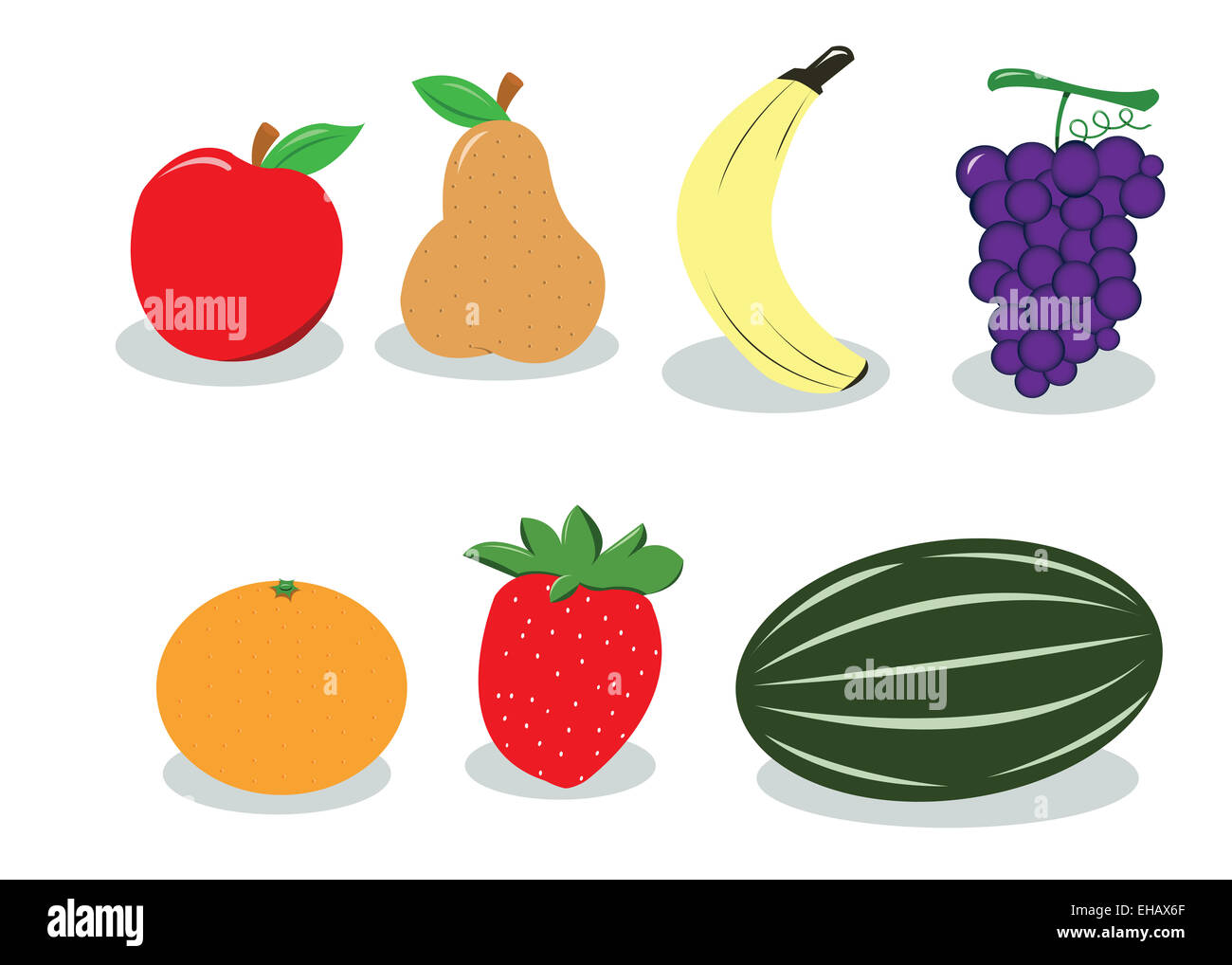 Un vecteur caricature représentant un groupe de différents types de fruits Banque D'Images