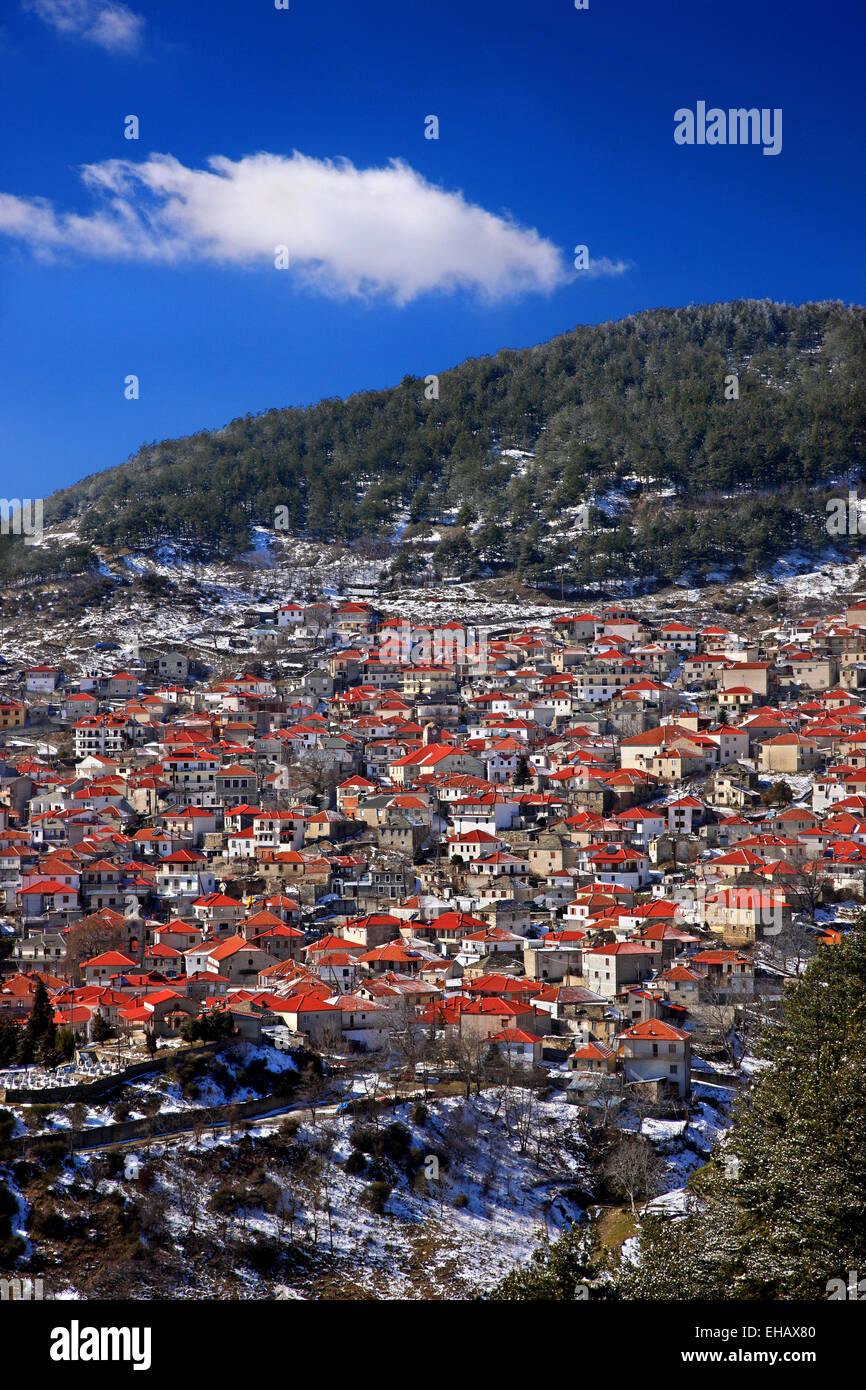 Village de Livadi, Municipalité de Elassona, Larissa, Thessalie, Grèce. Banque D'Images