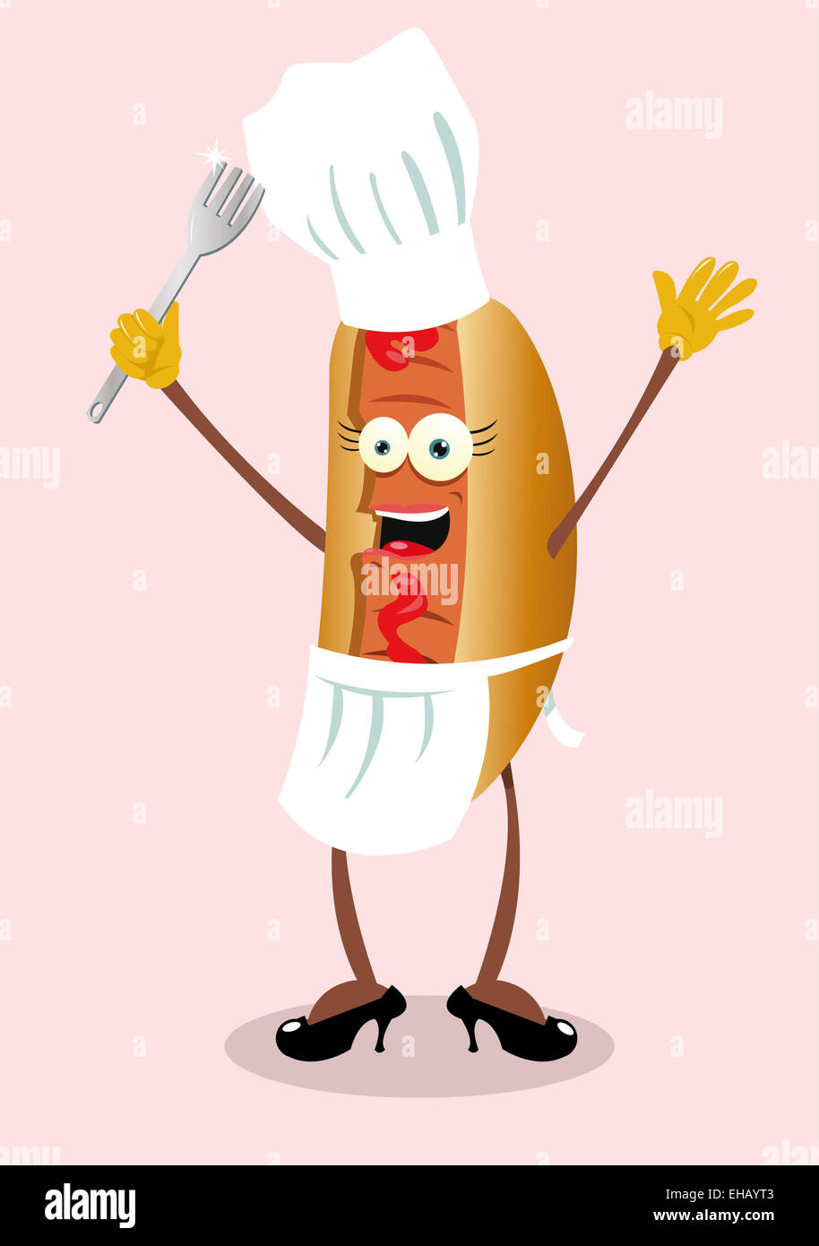 Avoir Images Un Vecteur Caricature Representant Une Femme Drole Hot Dog dernière par