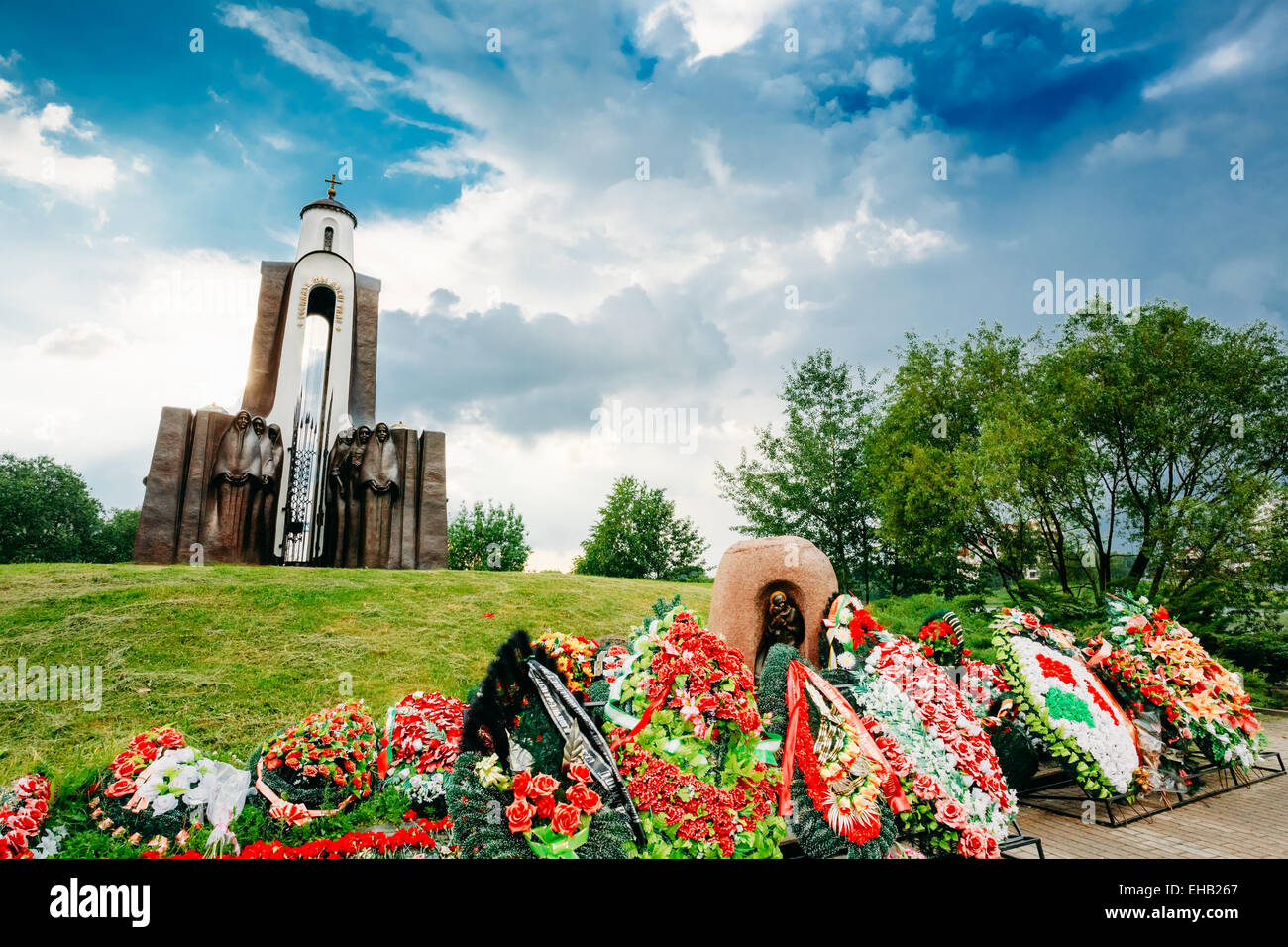 MINSK - 2 juin : 'Île des larmes' ('Île de courage et de douleur', Ostrov Slyoz) - un mémorial dédié à la soldat biélorusse Banque D'Images