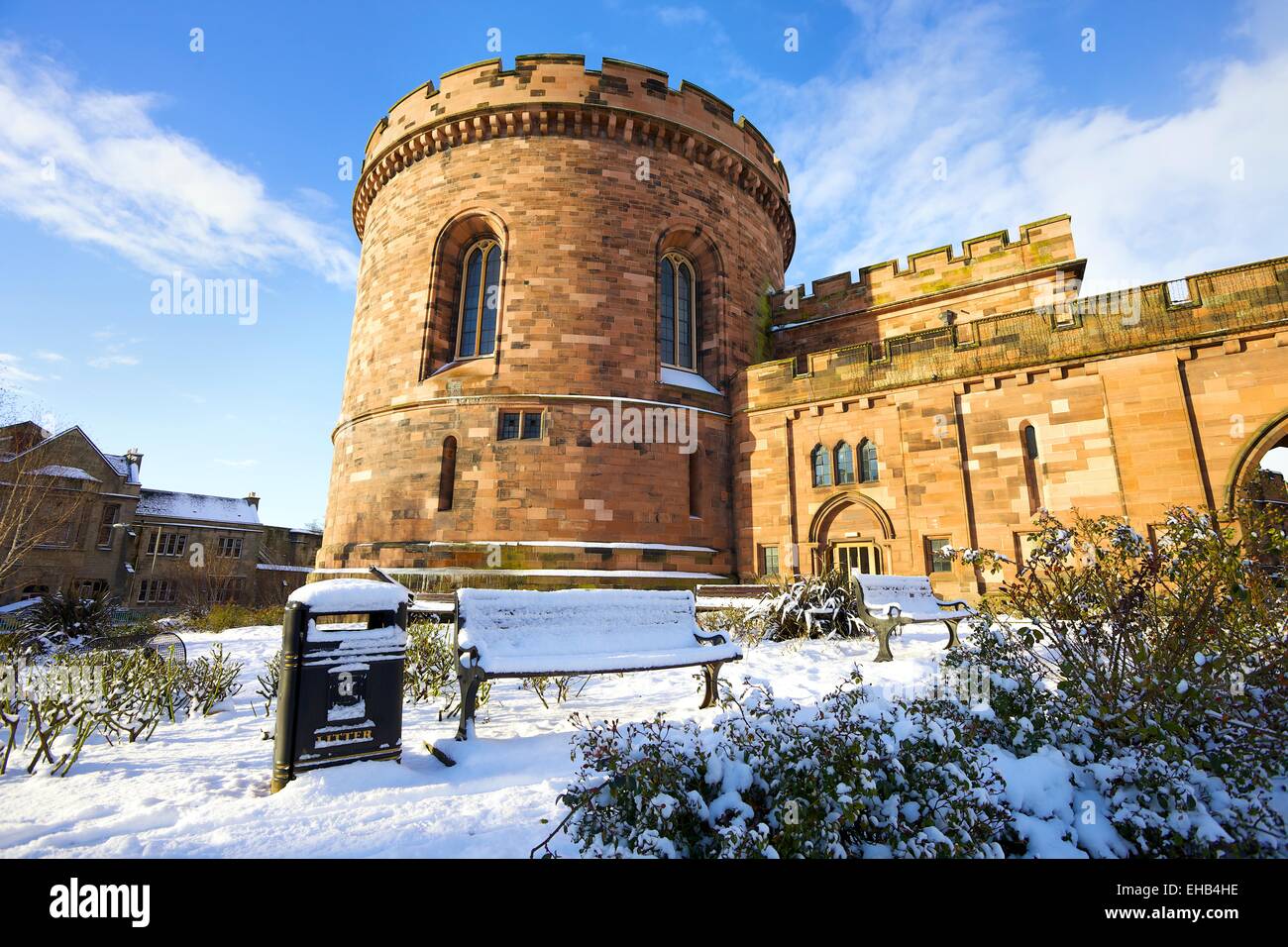 Citadelle de Carlisle dans la neige. Carlisle, Cumbria, England, UK. Banque D'Images