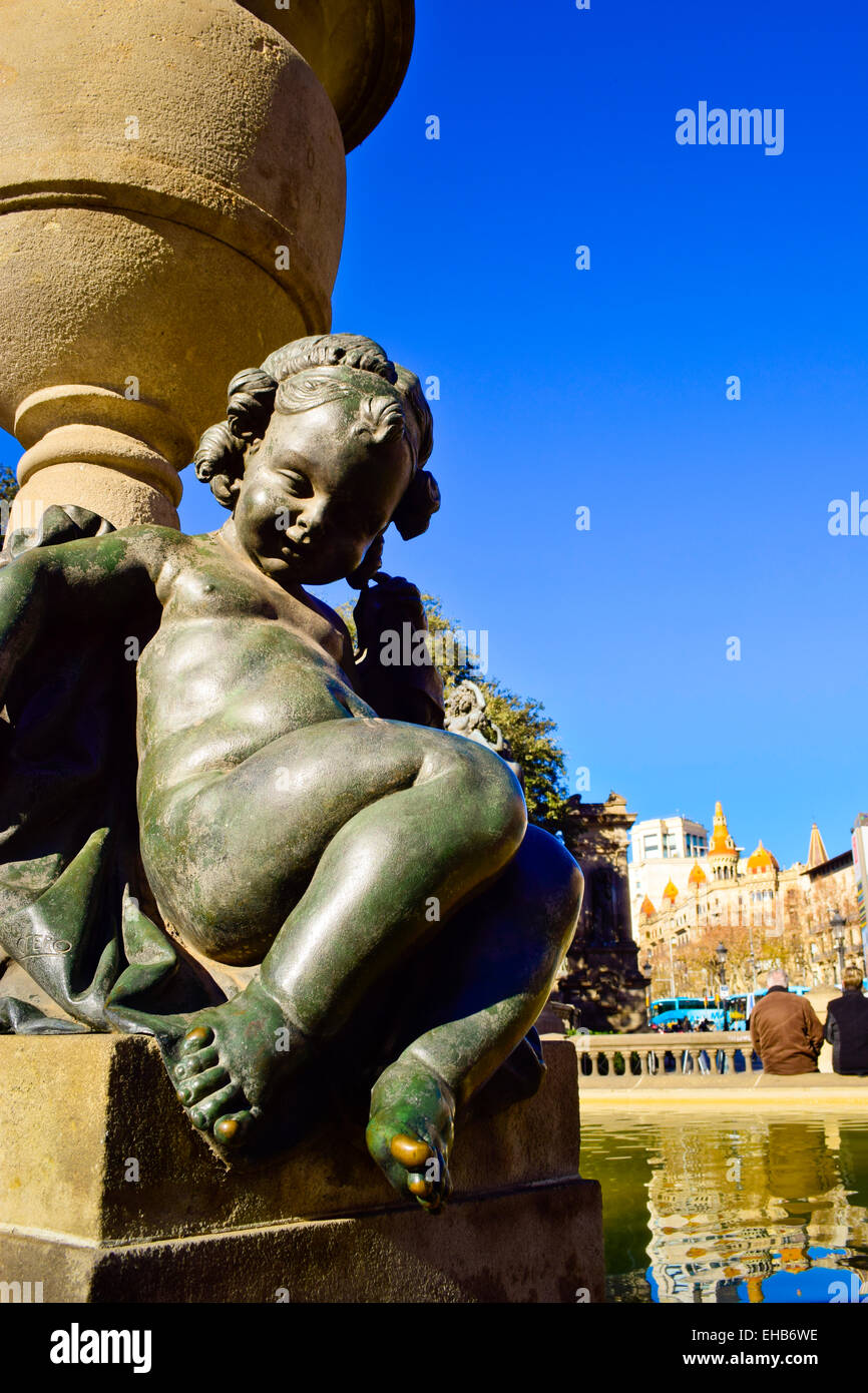 La Plaça Catalunya. Barcelone, Catalogne, Espagne. Banque D'Images