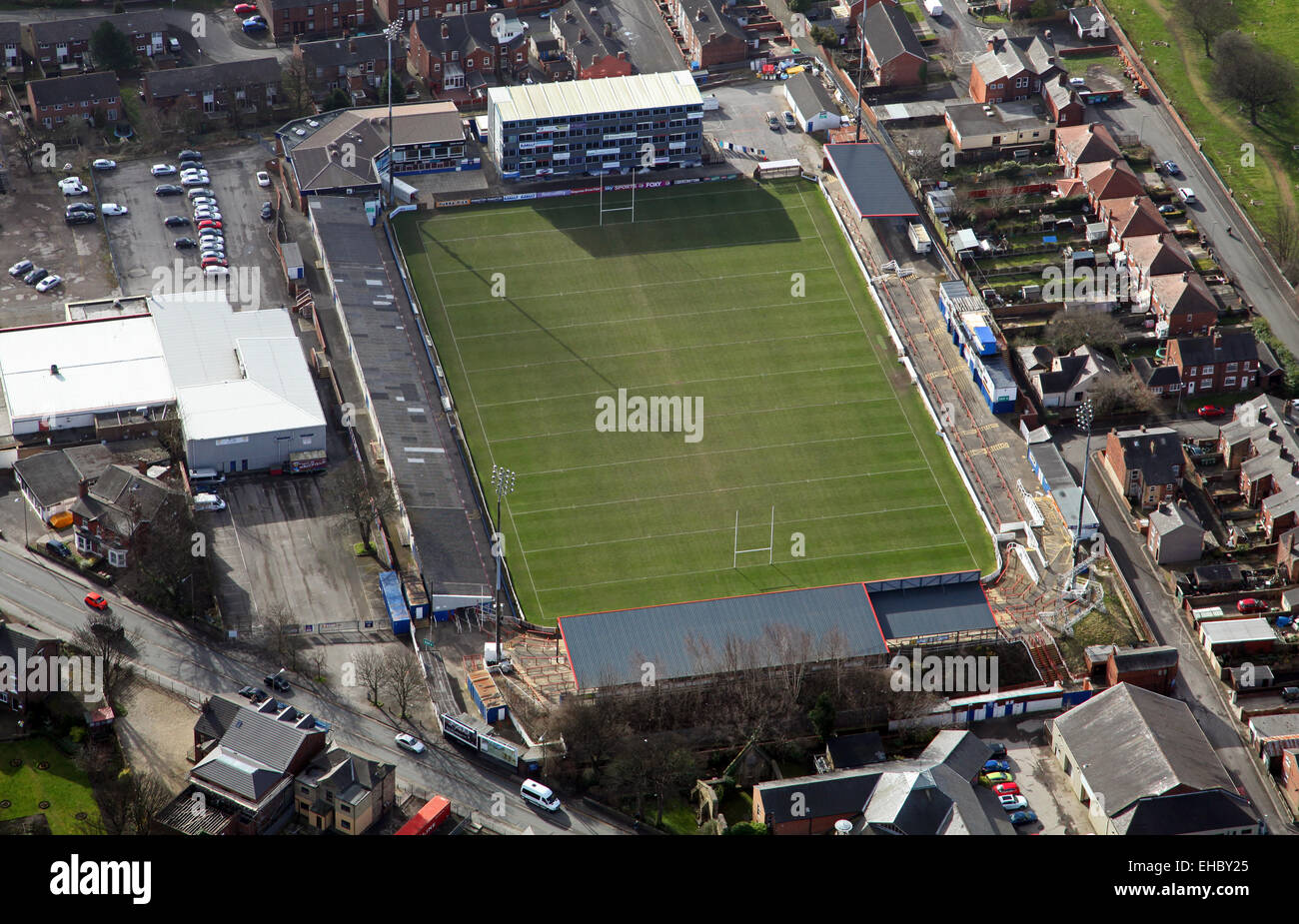 Vue aérienne de Wakefield Trinity Wildcats Rugby League stade de Belle Vue, Wakefield, Royaume-Uni Banque D'Images