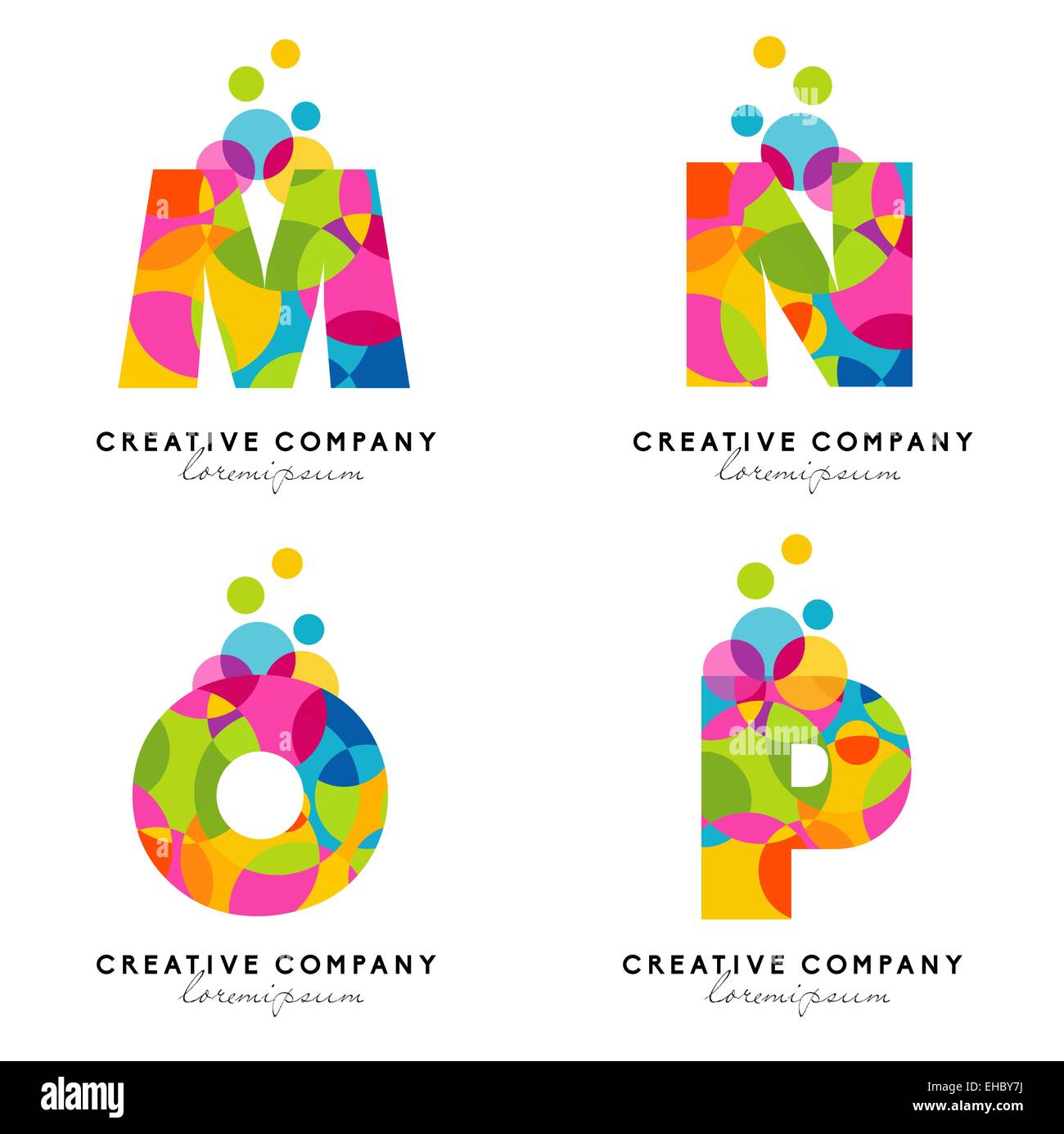 Lettres Alphabet Création Logo. Lettres de vecteur. Lettres alphabet coloré. Banque D'Images