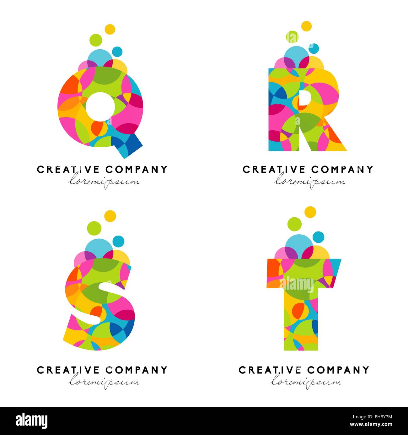 Lettres Alphabet Création Logo. Lettres de vecteur. Lettres alphabet coloré. Banque D'Images