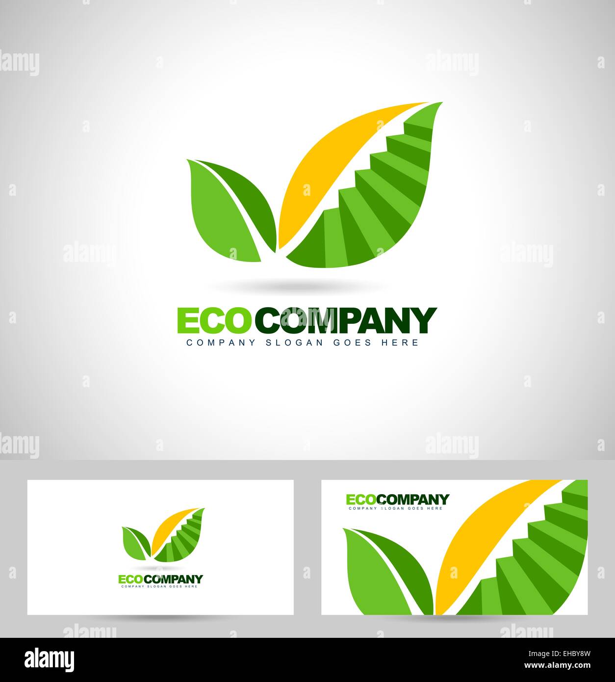 Logo de la feuille et escaliers concept. Vecteur de création d'une feuille verte avec escalier Banque D'Images Logo de la feuille et escaliers concept. Vecteur de création d'une feuille verte avec escalier Banque D'Images