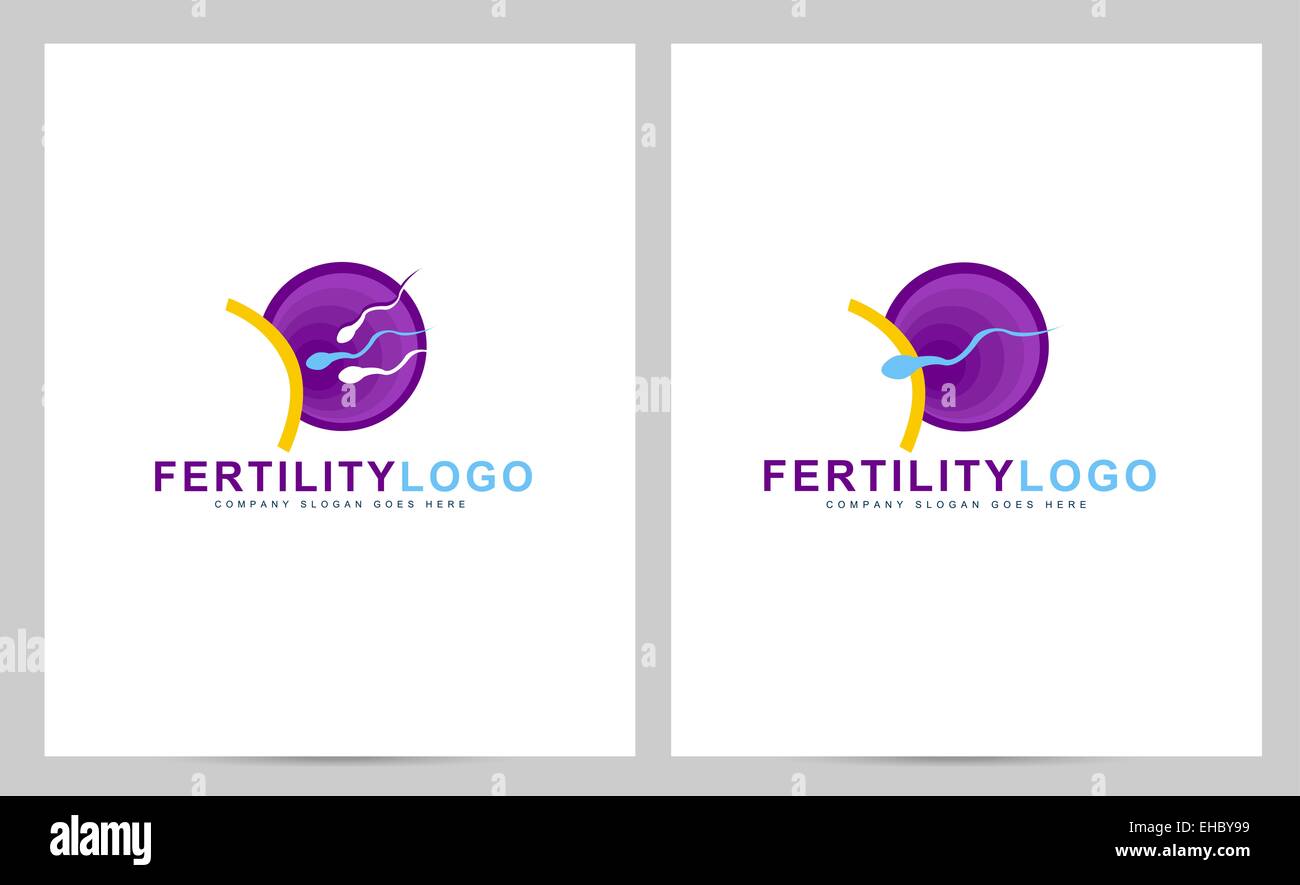 Logo de la fertilité concept. Clinique de la grossesse création logo vector avec abstract Spermatozoïde et ovule Banque D'Images