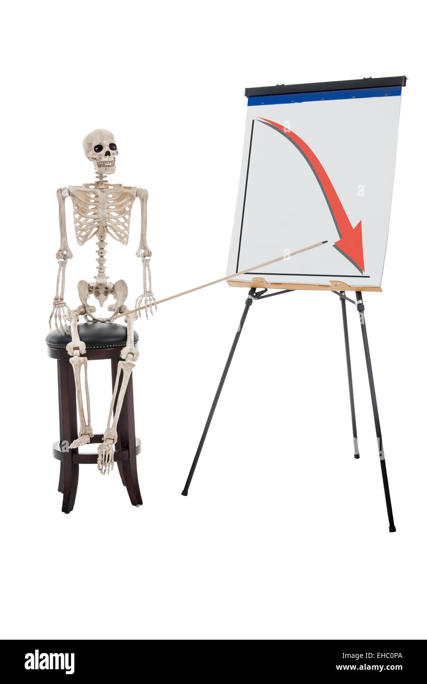 En montrant la baisse de squelette flip chart Banque D'Images