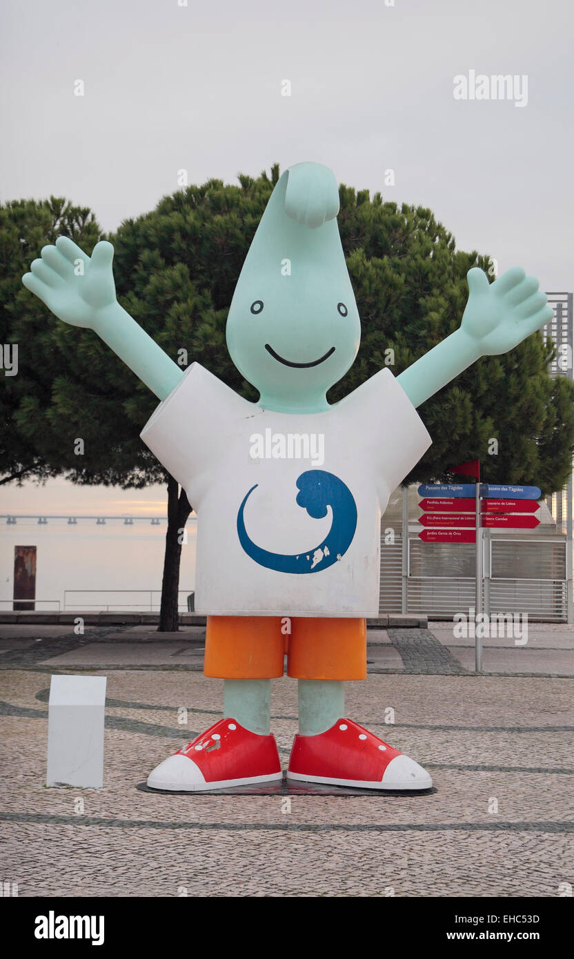 'Gil', l'exposition universelle Expo 98 Mascot à Parque das Nações, Lisbonne, Portugal. Banque D'Images