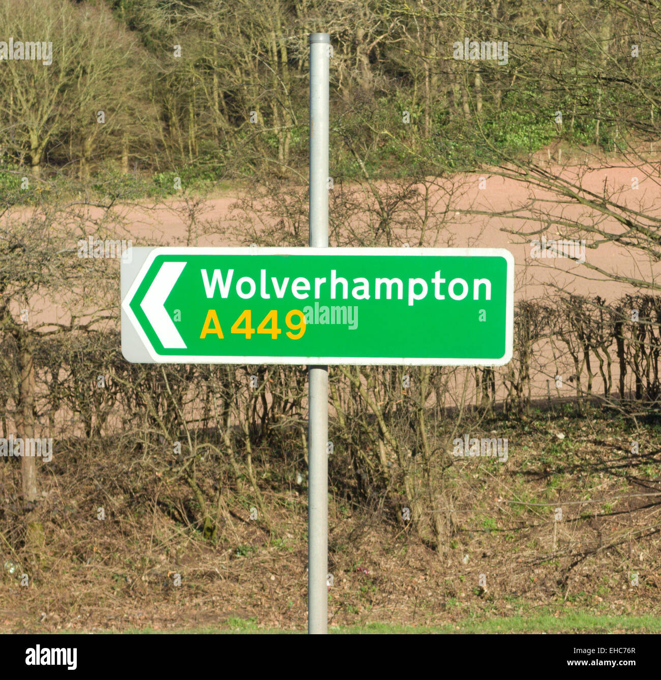 Signe de route sur l'A449 à Wolverhampton, Kinver Staffordshire, Angleterre, RU Banque D'Images