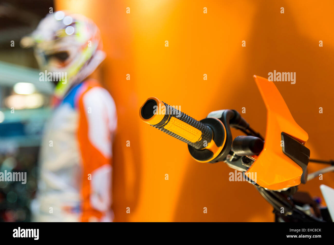 Volant de levier de commande de l'accélérateur moto motocross close up Banque D'Images