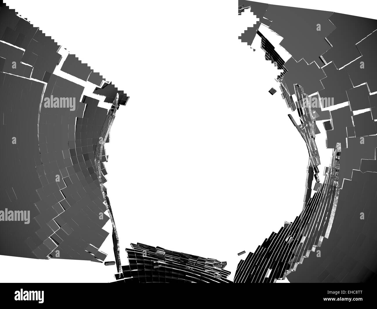 Endommager, voire en verre gris isolé sur fond blanc Banque D'Images