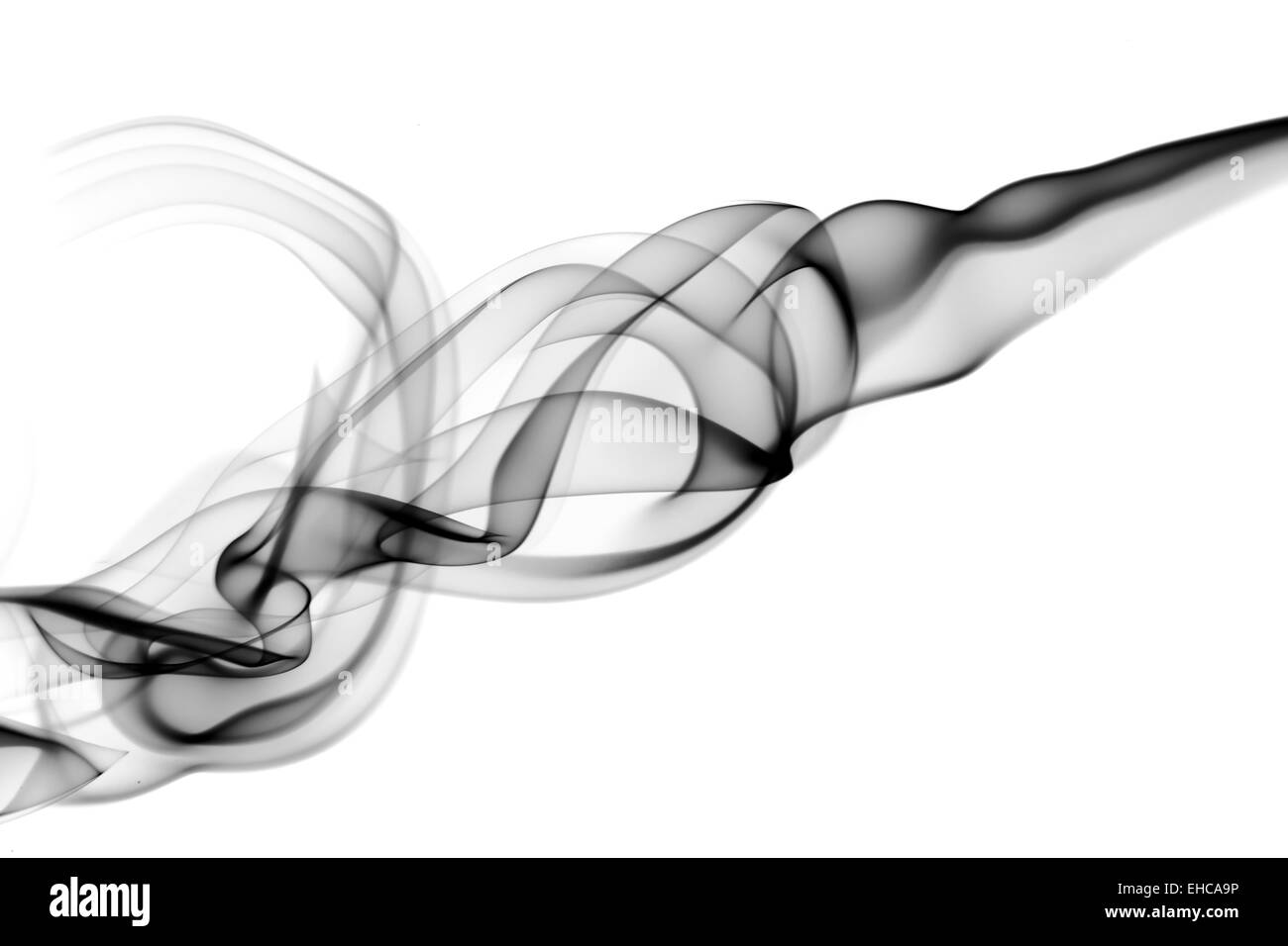 Abstraite noir nuage de fumée sur fond blanc Banque D'Images