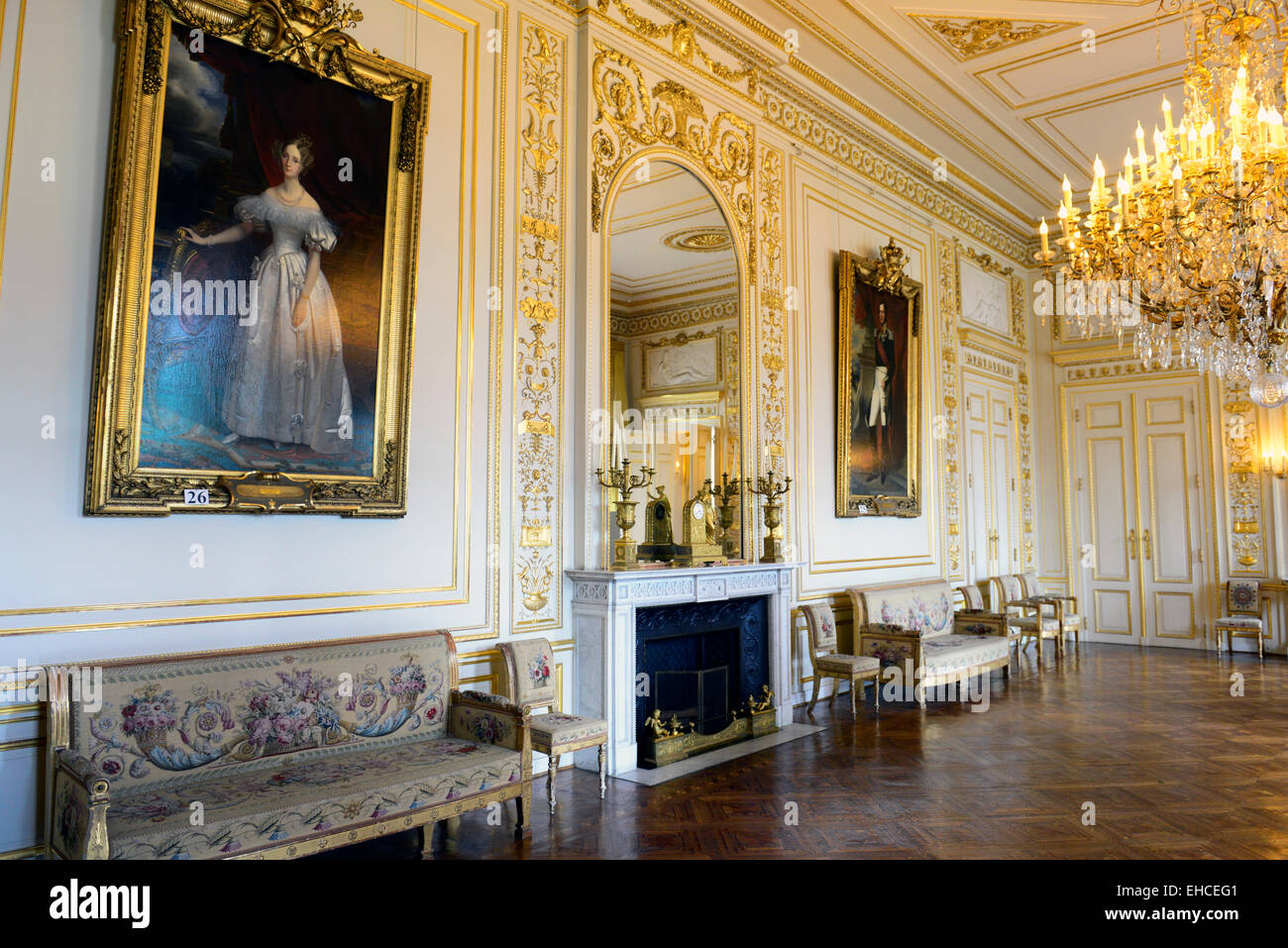 Le bel intérieur salles et les chambres du Palais Royal de Bruxelles. Banque D'Images