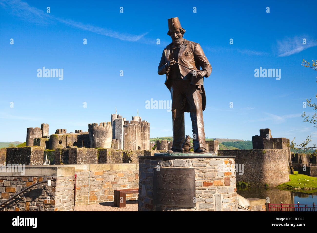 Statue en cuivre de Tommy, château de Caerphilly, Caerphilly Banque D'Images