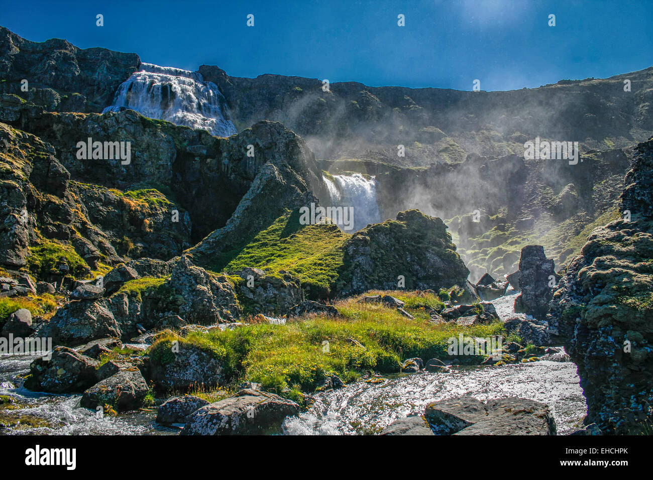 Cascades en Islande Dynjandi Banque D'Images