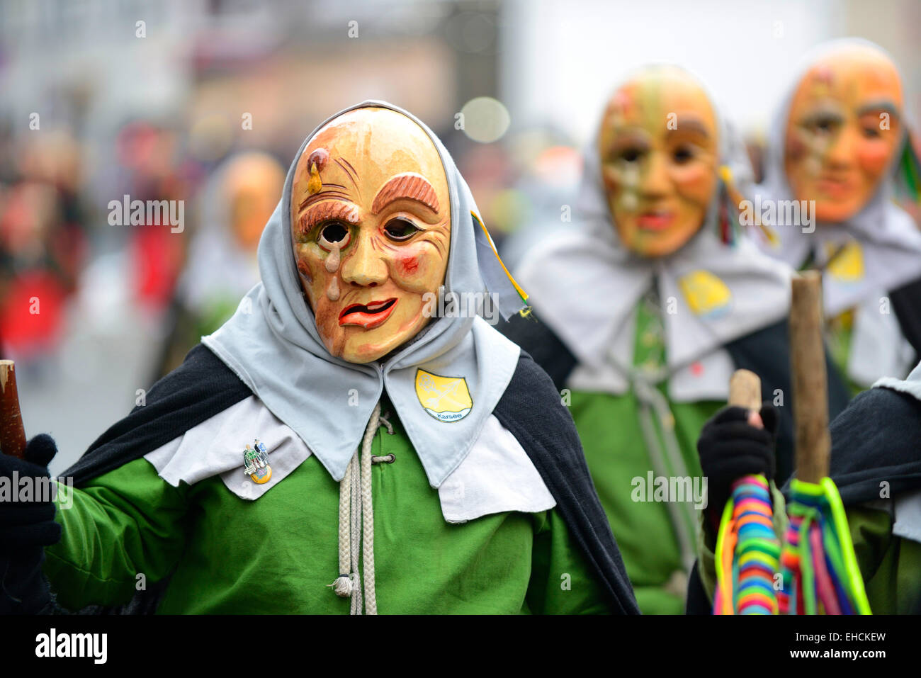 Swabian-Alemannic Narrensprung traditionnels Fastnacht, Ravensburg, défilé de carnaval, Narrenzunft Karsee groupe, Ravensburg Banque D'Images