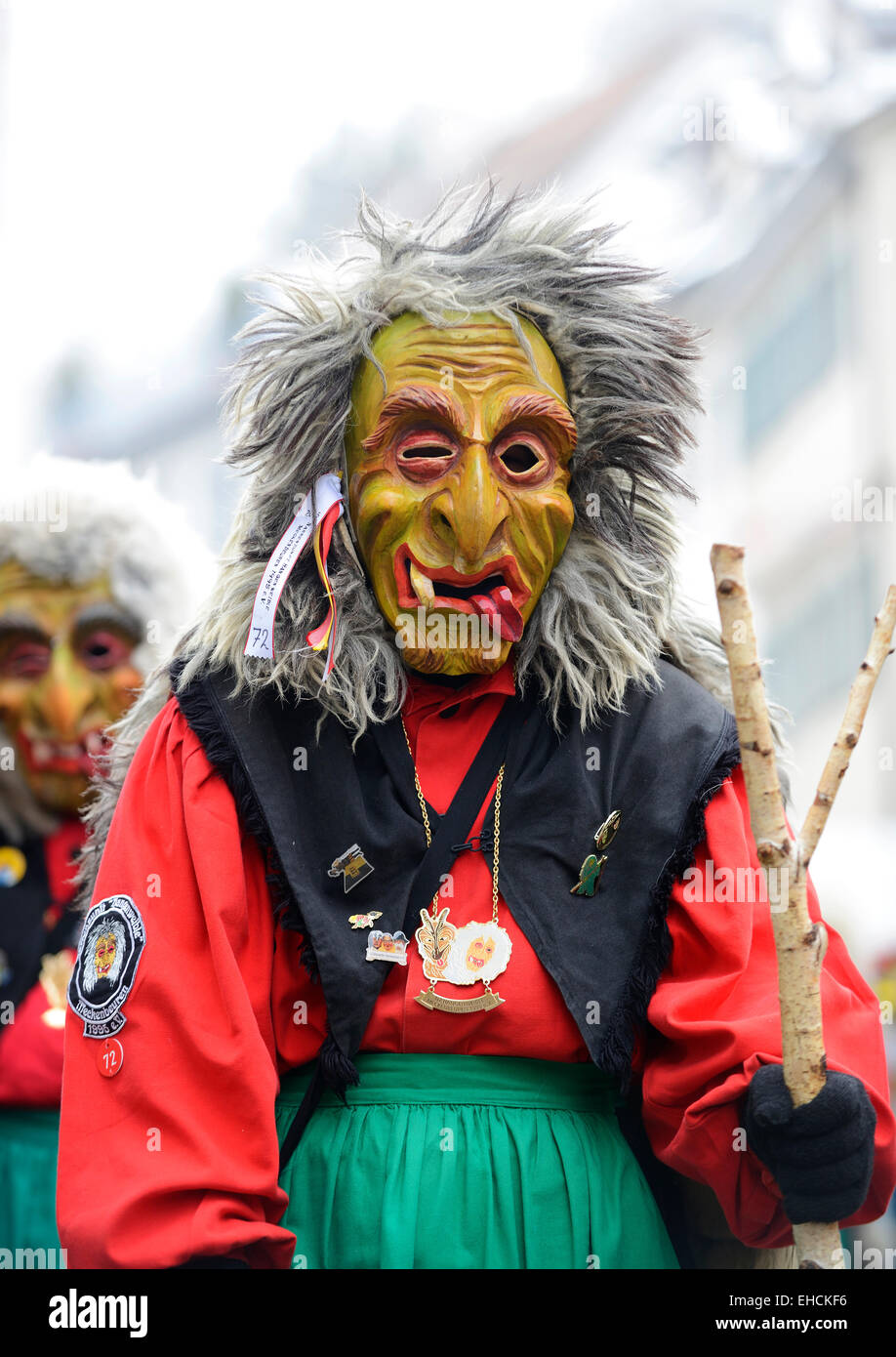 Swabian-Alemannic Narrensprung traditionnels Fastnacht, Ravensburg, défilé de carnaval, groupe Hangenweible Narrenzunft Meckenbeuren Banque D'Images