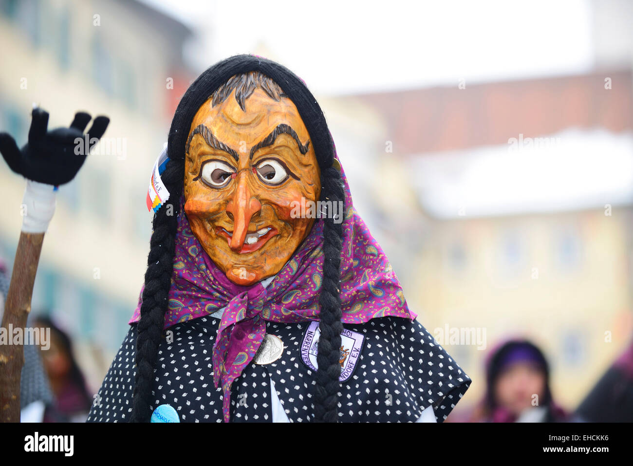 Swabian-Alemannic Narrensprung traditionnels Fastnacht, Ravensburg, défilé de carnaval, Narrenverein Bavendorf groupe, en Haute Souabe Banque D'Images