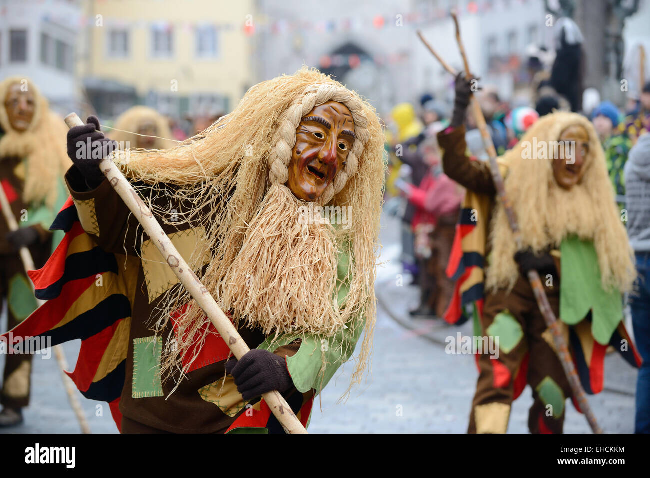 Swabian-Alemannic Narrensprung traditionnels Fastnacht, Ravensburg, défilé de carnaval, Ravensburg, en Haute Souabe, Bade-Wurtemberg Banque D'Images