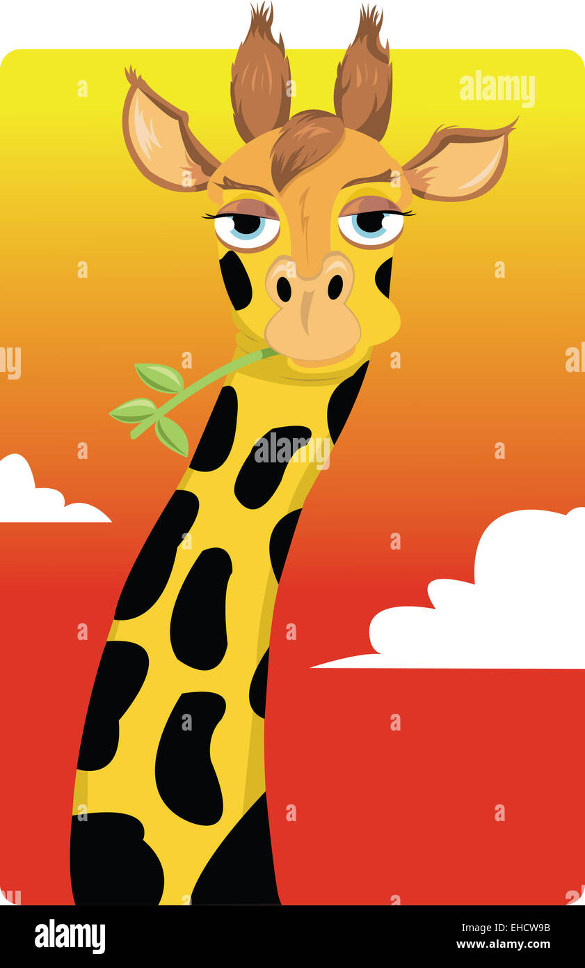 Un vecteur caricature montrant une drôle de girafe looking at camera Banque D'Images