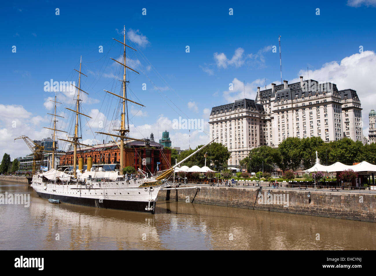 L'ARGENTINE, Buenos Aires, Puerto Madero, président Sarmiento Frégate 1897 amarré au dock. Banque D'Images