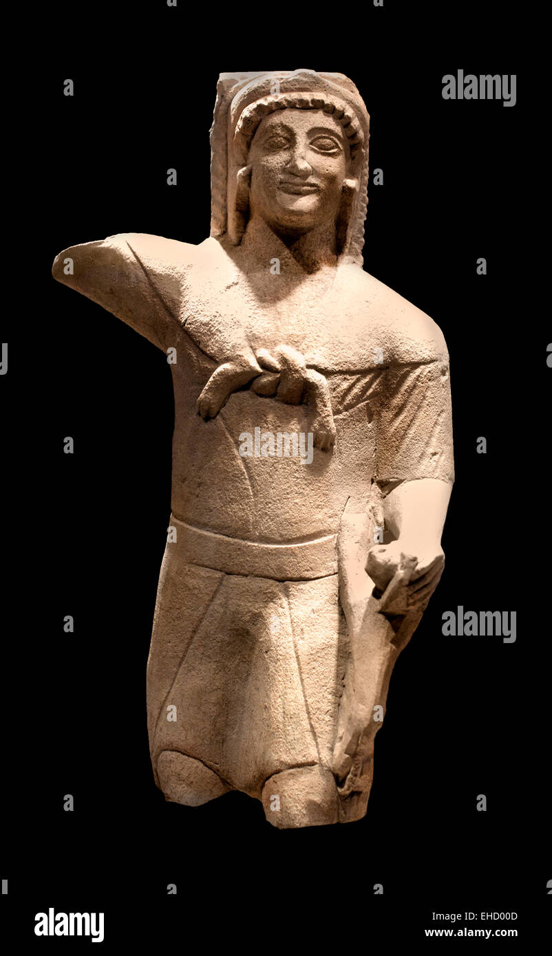 La figure à l'aide de la pierre calcaire Idalion Chypre 7e - 6e siècle avant J.-C. British Museum Grec chypriote Banque D'Images